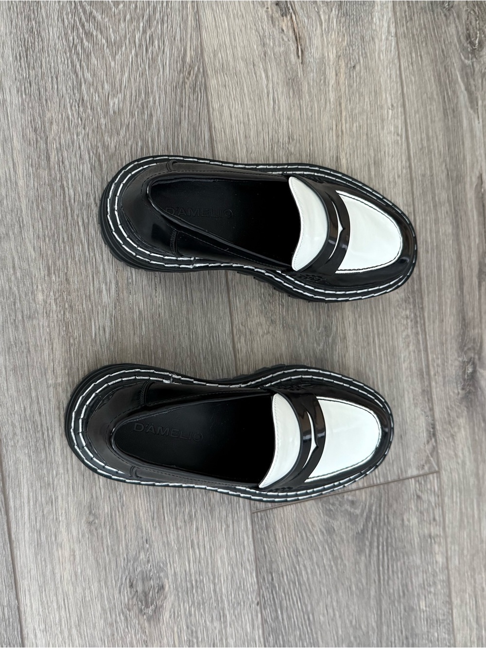 Black and White Two-Tone Leather Loafers - Women NWOT!